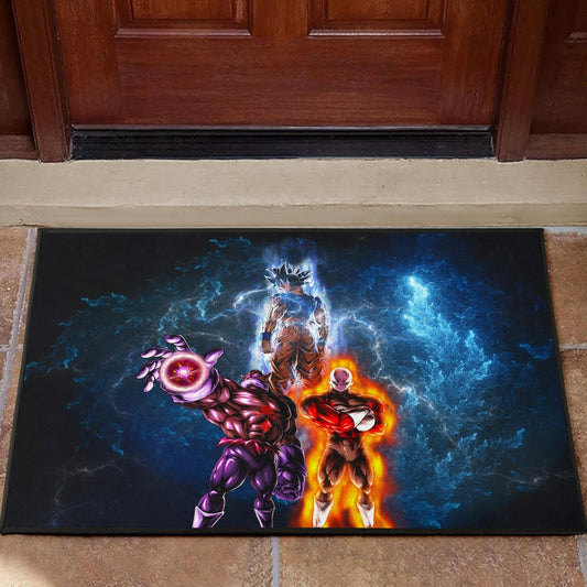 Dragon Ball Anime Door Mat - DB Goku Jiren Toppo Power Burst Limit Blue Explosion Door Mat Home Decor
