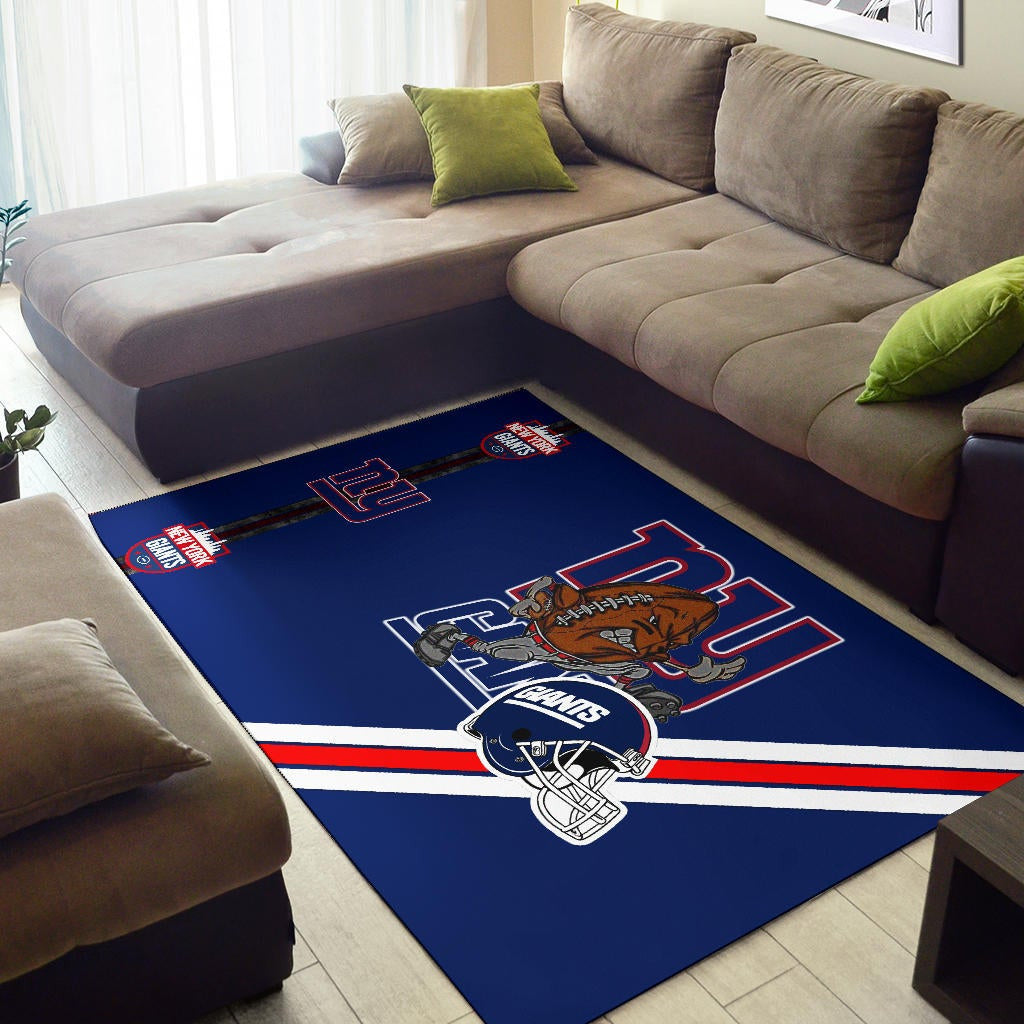 New York Giants American Football Team Area Rug Rugby Ball Player Running Giants Helmet Rugs Home Decor