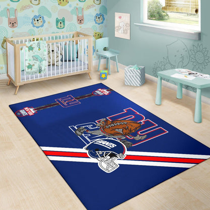 New York Giants American Football Team Area Rug Rugby Ball Player Running Giants Helmet Rugs Home Decor