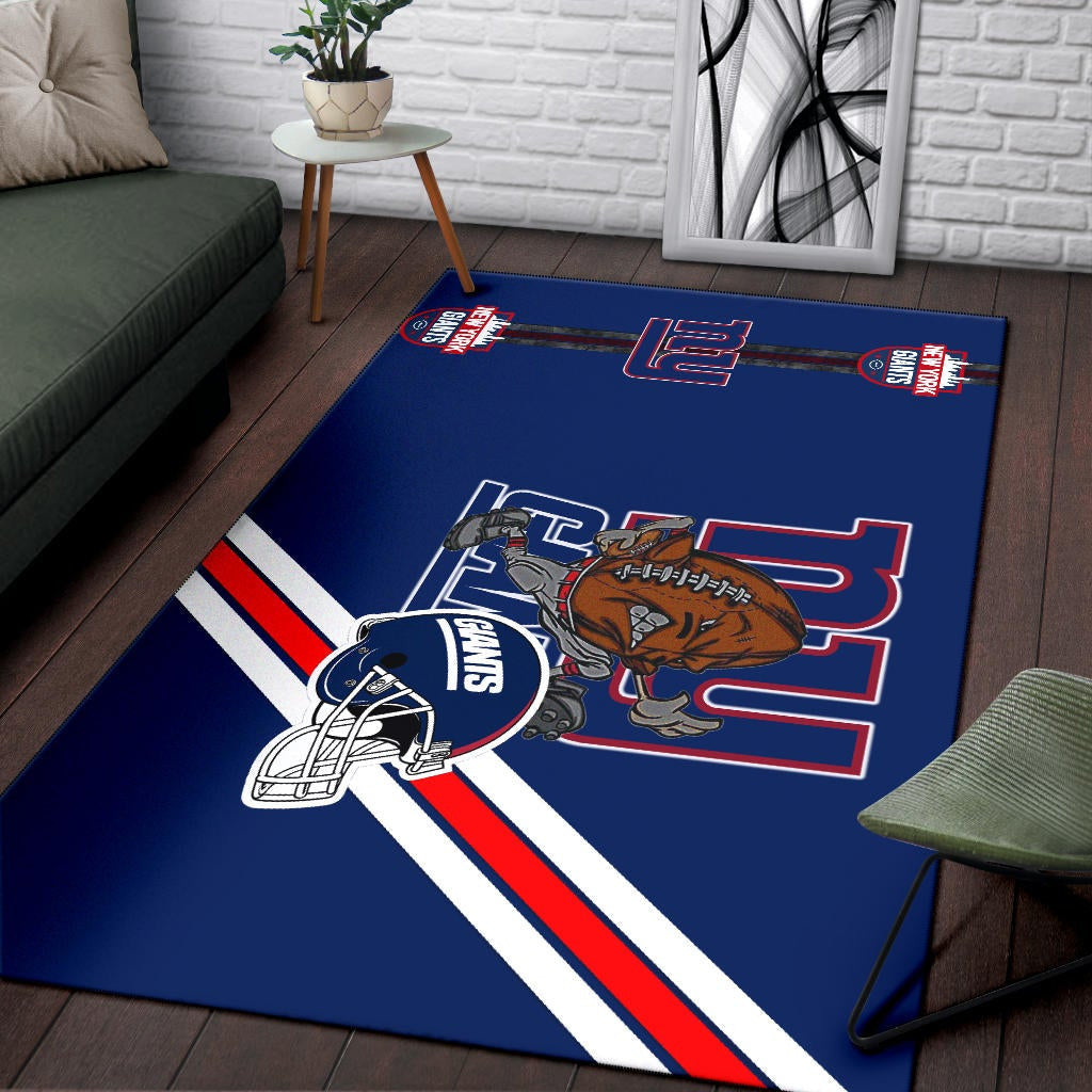 New York Giants American Football Team Area Rug Rugby Ball Player Running Giants Helmet Rugs Home Decor