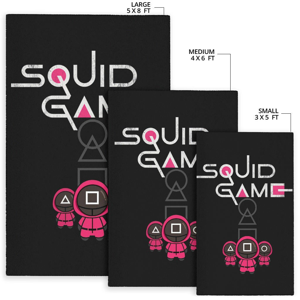 Squid Game Movie Area Rug Cute Chibi Squid Workers Round Square Triangle Rugs Home Decor