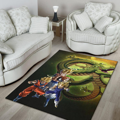 Dragon Ball Anime Area Rug - DB Goku Vegeta Halo With Shiny Shernon Rugs Home Decor