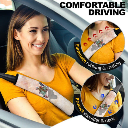 Valentine Seat Belt Covers - Skeleton Driving Vespa RIP Running Valentine Belt Covers