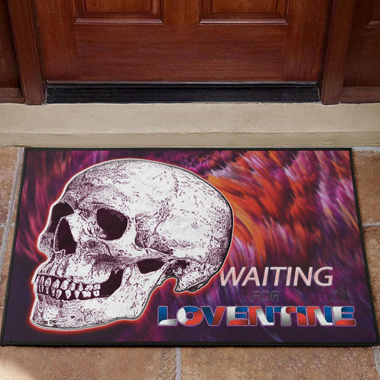Valentine Door Mat - Old Skull Waiting For Loventine Artwork Door Mat Home Decor