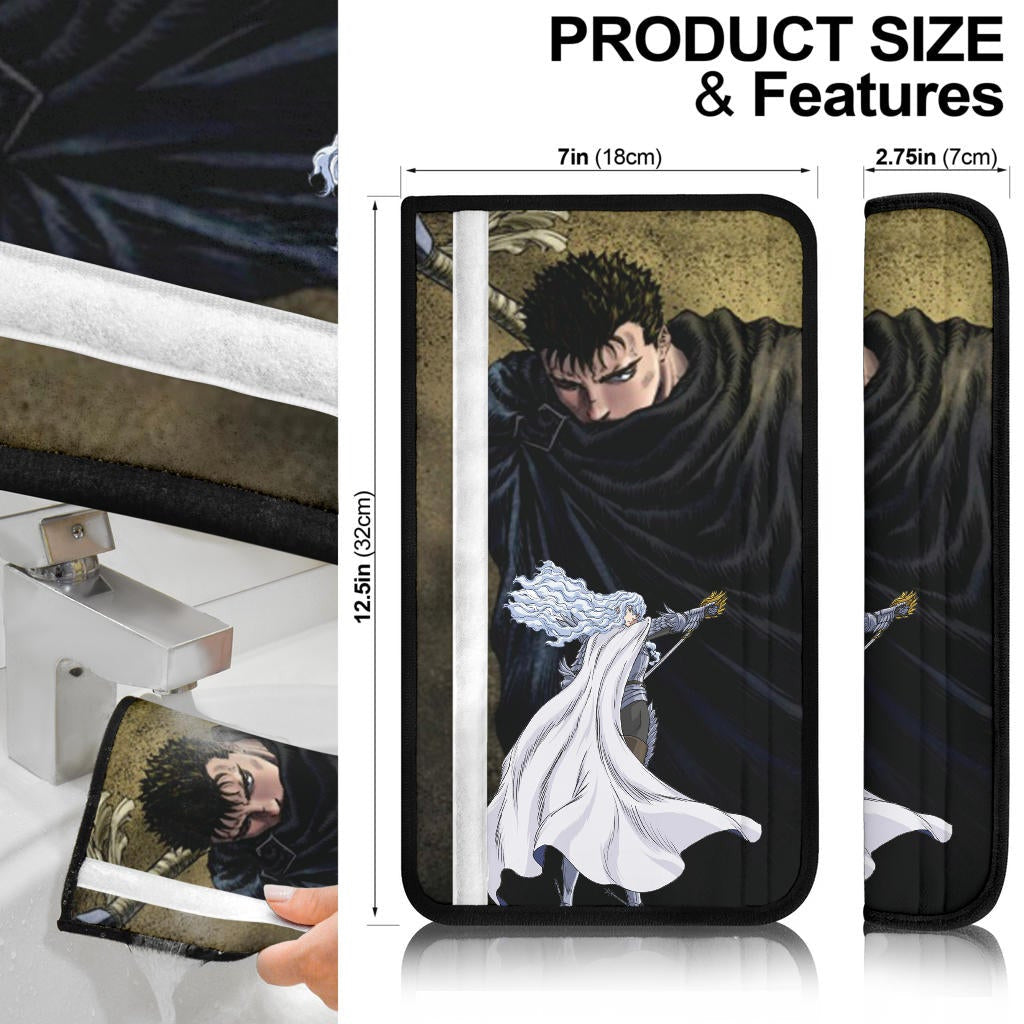 Berserk Anime Seat Belt Covers - Black Guts Vs White Griffith Artwork Belt Covers