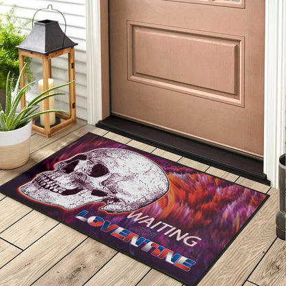 Valentine Door Mat - Old Skull Waiting For Loventine Artwork Door Mat Home Decor