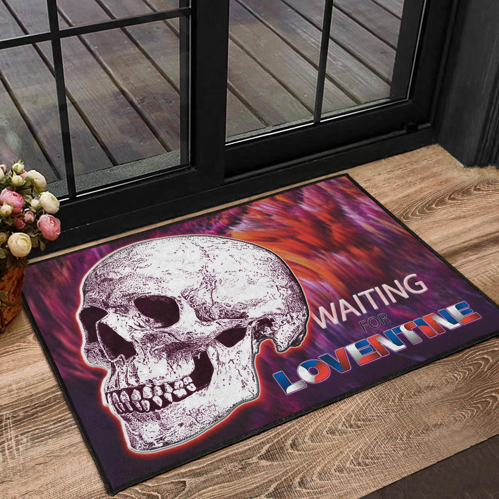 Valentine Door Mat - Old Skull Waiting For Loventine Artwork Door Mat Home Decor