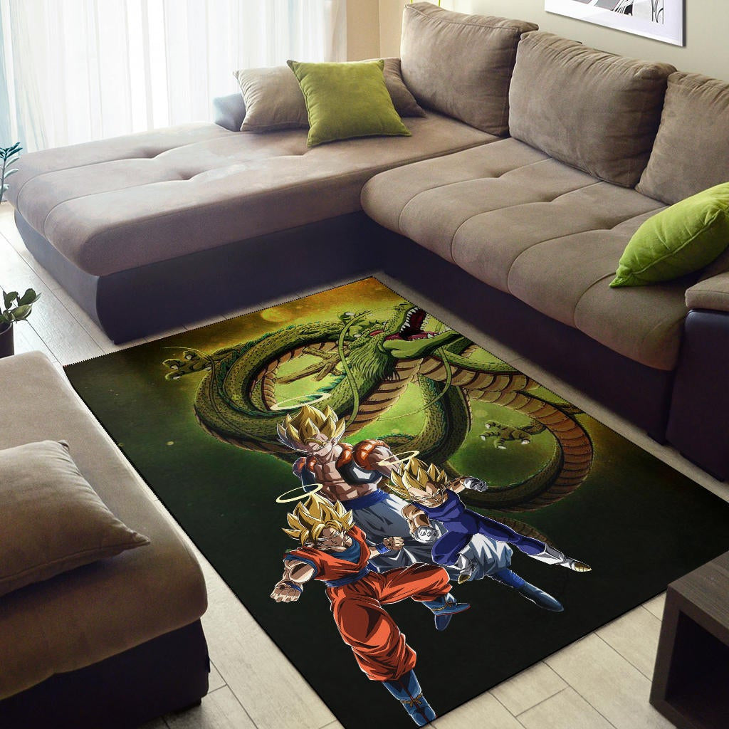 Dragon Ball Anime Area Rug - DB Goku Vegeta Halo With Shiny Shernon Rugs Home Decor