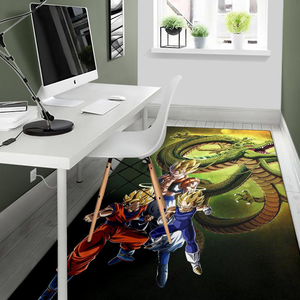 Dragon Ball Anime Area Rug - DB Goku Vegeta Halo With Shiny Shernon Rugs Home Decor