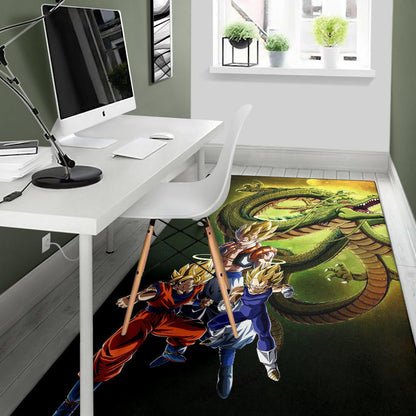 Dragon Ball Anime Area Rug - DB Goku Vegeta Halo With Shiny Shernon Rugs Home Decor