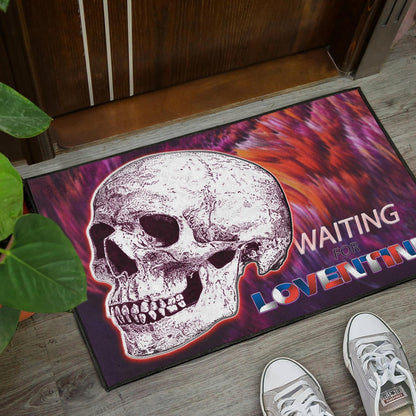 Valentine Door Mat - Old Skull Waiting For Loventine Artwork Door Mat Home Decor