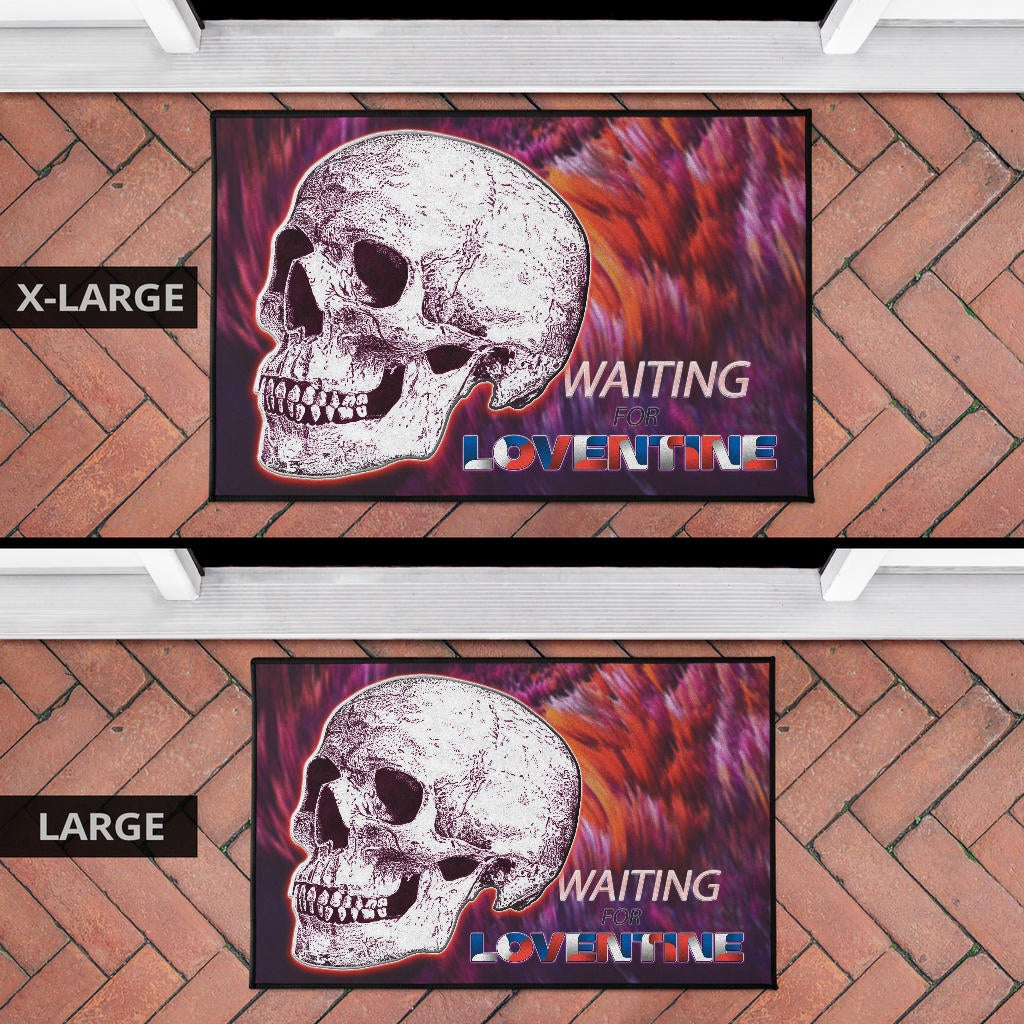 Valentine Door Mat - Old Skull Waiting For Loventine Artwork Door Mat Home Decor