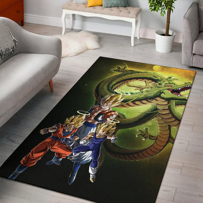 Dragon Ball Anime Area Rug - DB Goku Vegeta Halo With Shiny Shernon Rugs Home Decor