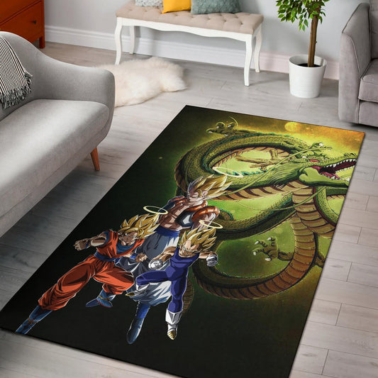 Dragon Ball Anime Area Rug - DB Goku Vegeta Halo With Shiny Shernon Rugs Home Decor