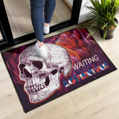 Valentine Door Mat - Old Skull Waiting For Loventine Artwork Door Mat Home Decor