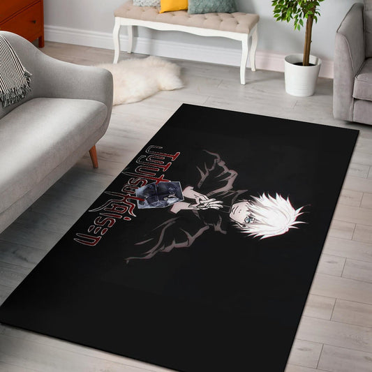 Jujutsu Kaisen Anime Area Rug Cool Satoru Gojo Holding Eye Rubik Prison Realm Rugs Home Decor