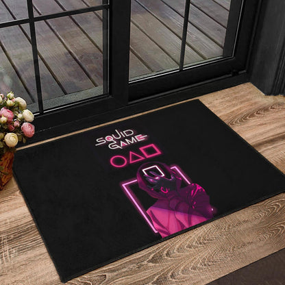 Squid Game Movie Door Mat - All Rounds Squid Workers Neon Minimalist Door Mat Home Decor