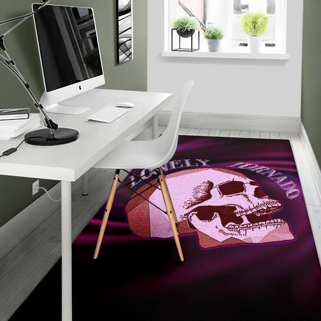 Valentine Area Rug - Skull Red Rose Patterns Lonely Tornando Purple Spiral Rugs Home Decor