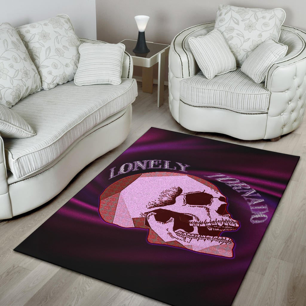 Valentine Area Rug - Skull Red Rose Patterns Lonely Tornando Purple Spiral Rugs Home Decor