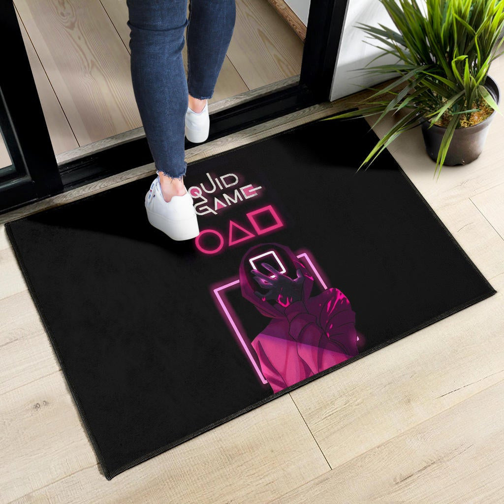 Squid Game Movie Door Mat - All Rounds Squid Workers Neon Minimalist Door Mat Home Decor