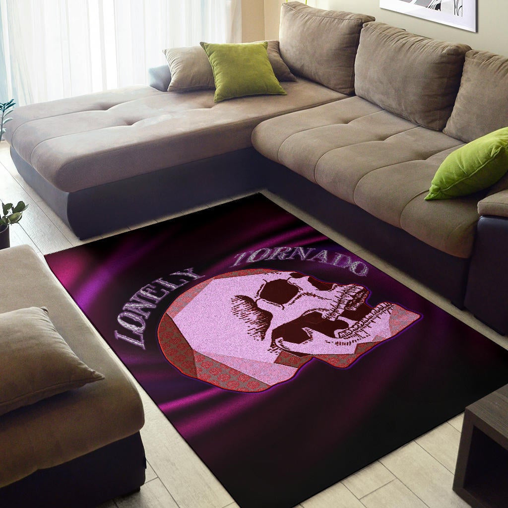 Valentine Area Rug - Skull Red Rose Patterns Lonely Tornando Purple Spiral Rugs Home Decor