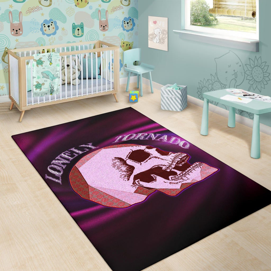 Valentine Area Rug - Skull Red Rose Patterns Lonely Tornando Purple Spiral Rugs Home Decor