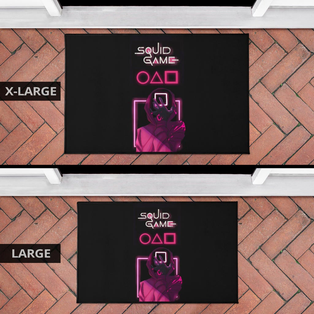 Squid Game Movie Door Mat - All Rounds Squid Workers Neon Minimalist Door Mat Home Decor