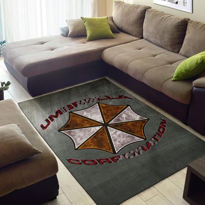 Resident Evil Game Area Rug - Umbrella Corp Symbol Old War Army Style Rugs Home Decor