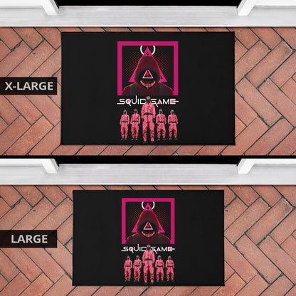 Squid Game Movie Door Mat - Squid Workers Squad Evil Triangle Scary Mouth Door Mat Home Decor
