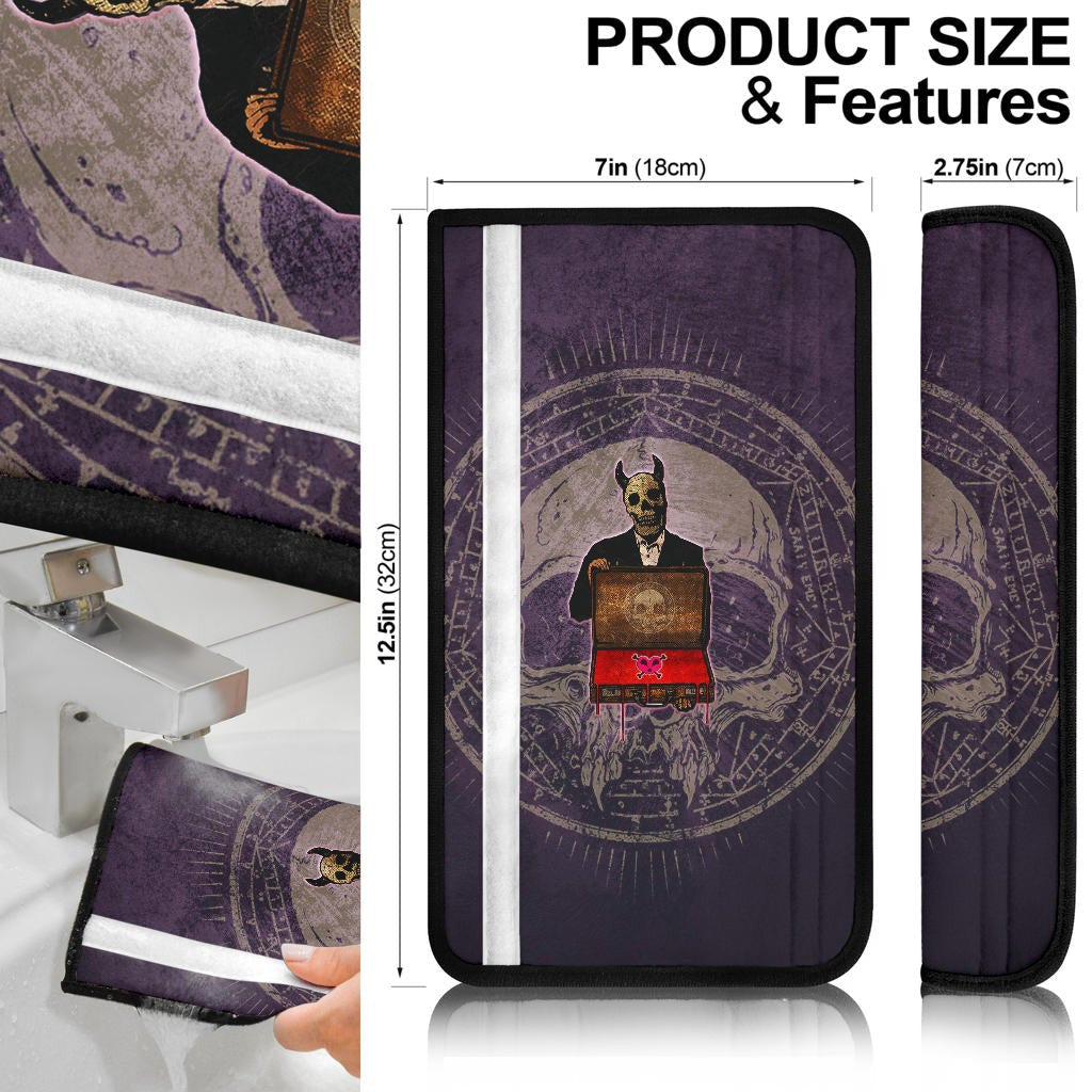 Skull Seat Belt Covers - Choose A Sign Skeleton Satan Wearing Suit Belt Covers NT112401
