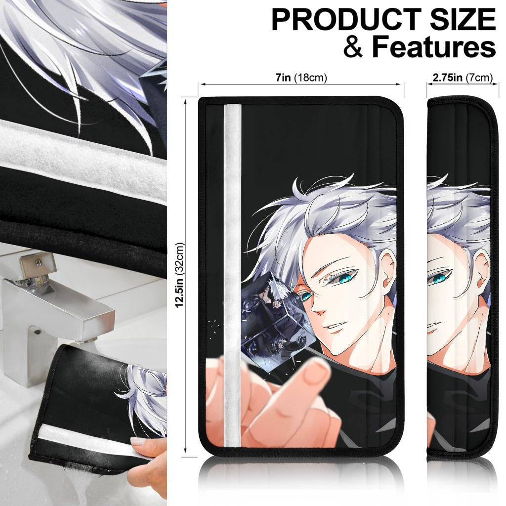 Jujutsu Kaisen Anime Seat Belt Covers - Satoru Take Off Mask Crystal Rubik Belt Covers