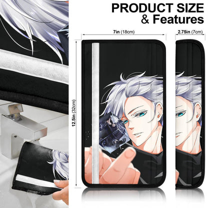 Jujutsu Kaisen Anime Seat Belt Covers - Satoru Take Off Mask Crystal Rubik Belt Covers