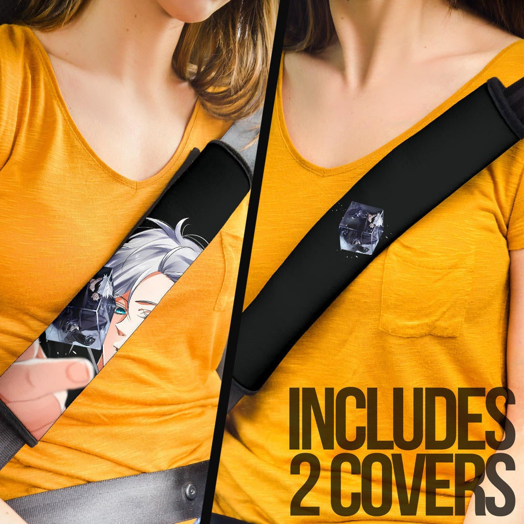 Jujutsu Kaisen Anime Seat Belt Covers - Satoru Take Off Mask Crystal Rubik Belt Covers