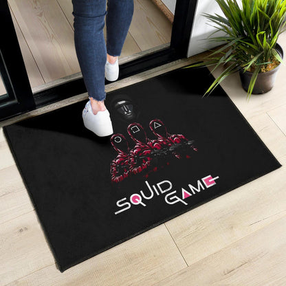 Squid Game Movie Door Mat - Squid Workers Round Square Triangle Face Black Metal Mask Boss Door Mat Home Decor