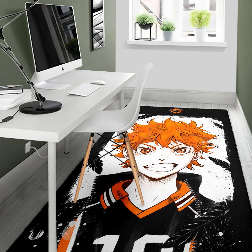 Haikyuu Anime Area Rug - Shouyou Hinata 10 High School Raven Black Orange  Rugs Home Decor