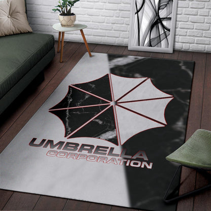 Resident Evil Game Area Rug - Umbrella Corp Symbol Black White Yin And Yang Rugs Home Decor