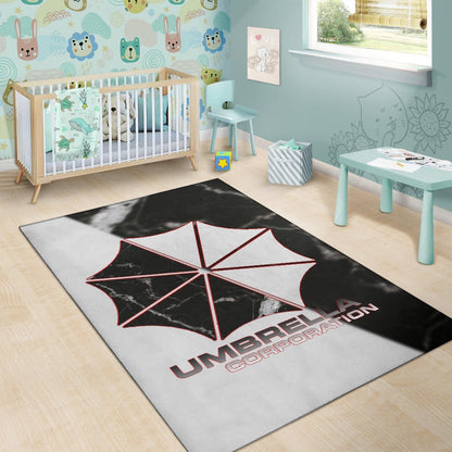 Resident Evil Game Area Rug - Umbrella Corp Symbol Black White Yin And Yang Rugs Home Decor
