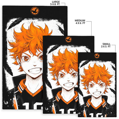 Haikyuu Anime Area Rug - Shouyou Hinata 10 High School Raven Black Orange  Rugs Home Decor