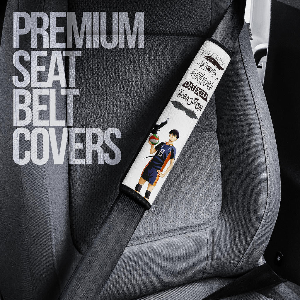 Haikyuu Anime Seat Belt Covers - Hinata And Kageyama Karasuno Team Text Belt Covers