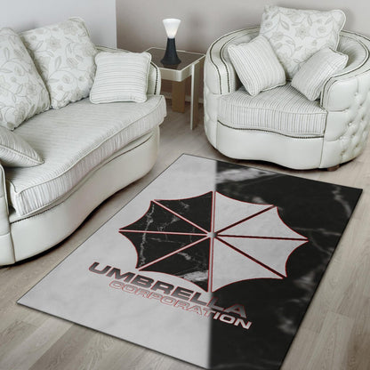 Resident Evil Game Area Rug - Umbrella Corp Symbol Black White Yin And Yang Rugs Home Decor