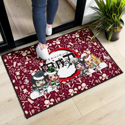 Demon Slayer Anime Door Mat - Tanjiro Nezuko Rengoku Muichiro Xmas Gift Christmas Symbol Red Door Mat Home Decor