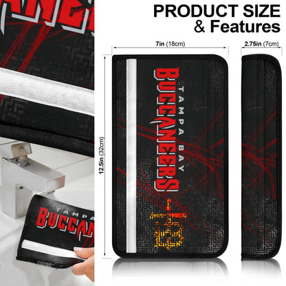Tampa Bay Buccaneers American Football Team Seat Belt Covers Pirate Flag With Rugby Ball Flaming Symbol Belt Covers