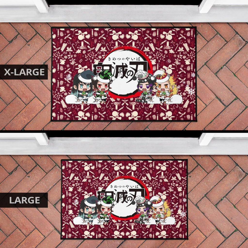 Demon Slayer Anime Door Mat - Tanjiro Nezuko Rengoku Muichiro Xmas Gift Christmas Symbol Red Door Mat Home Decor