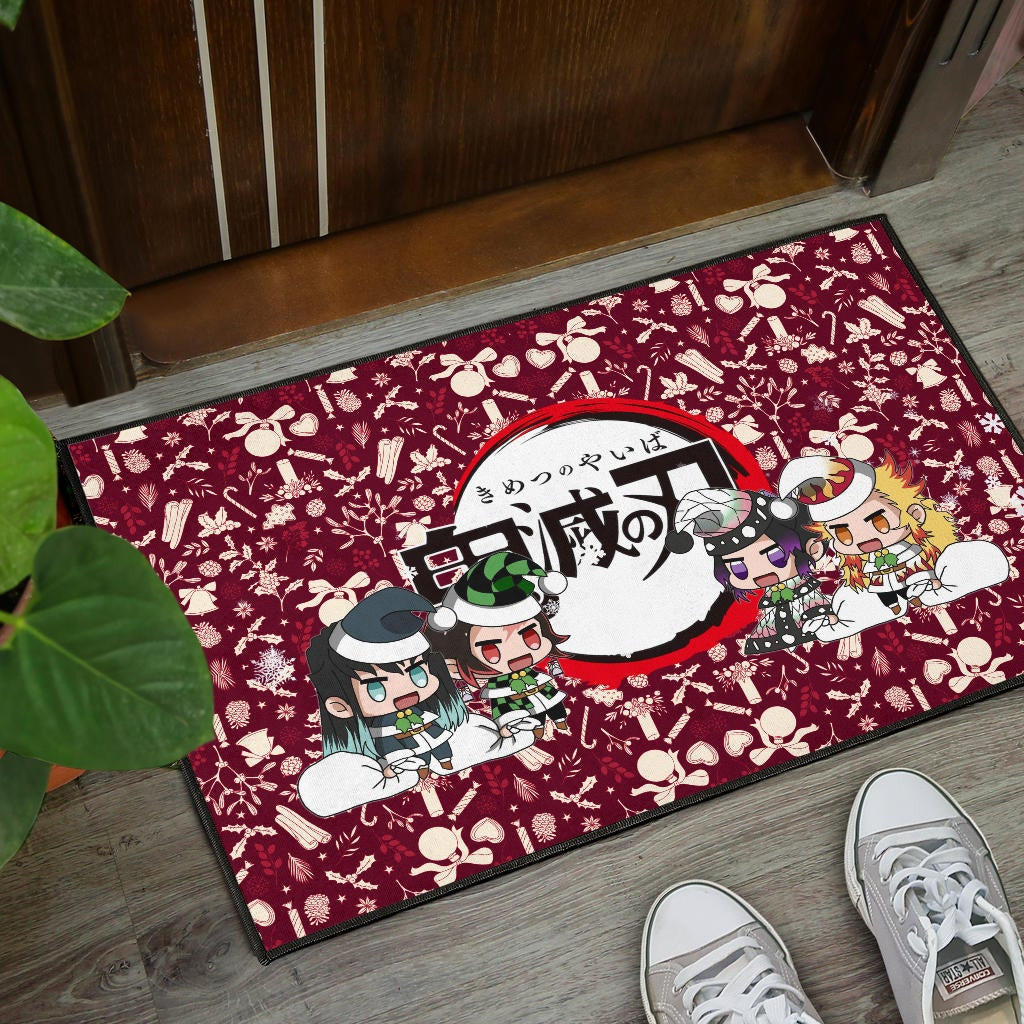 Demon Slayer Anime Door Mat - Tanjiro Nezuko Rengoku Muichiro Xmas Gift Christmas Symbol Red Door Mat Home Decor
