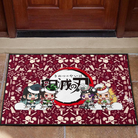 Demon Slayer Anime Door Mat - Tanjiro Nezuko Rengoku Muichiro Xmas Gift Christmas Symbol Red Door Mat Home Decor