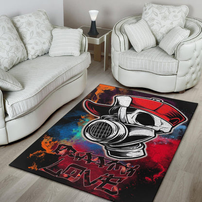 Skull Area Rug - Graffiti Love Skull Wearing Street Style Hat Rugs Home Decor