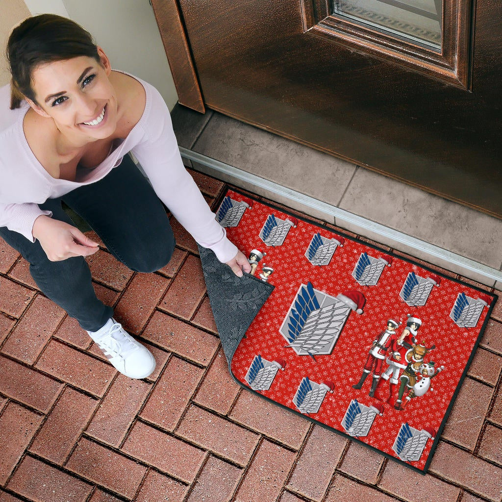 Attack On Titan Anime Door Mat - AOT Merry Christmas Outfit Wings Patterns Door Mat