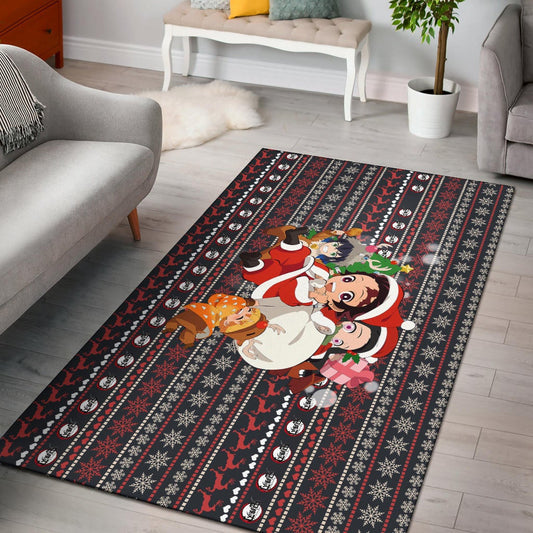 Demon Slayer Anime Area Rug - Merry Christmas Chibi Cosplay Santa Reindeer Xmas Gift Rugs Home Decor