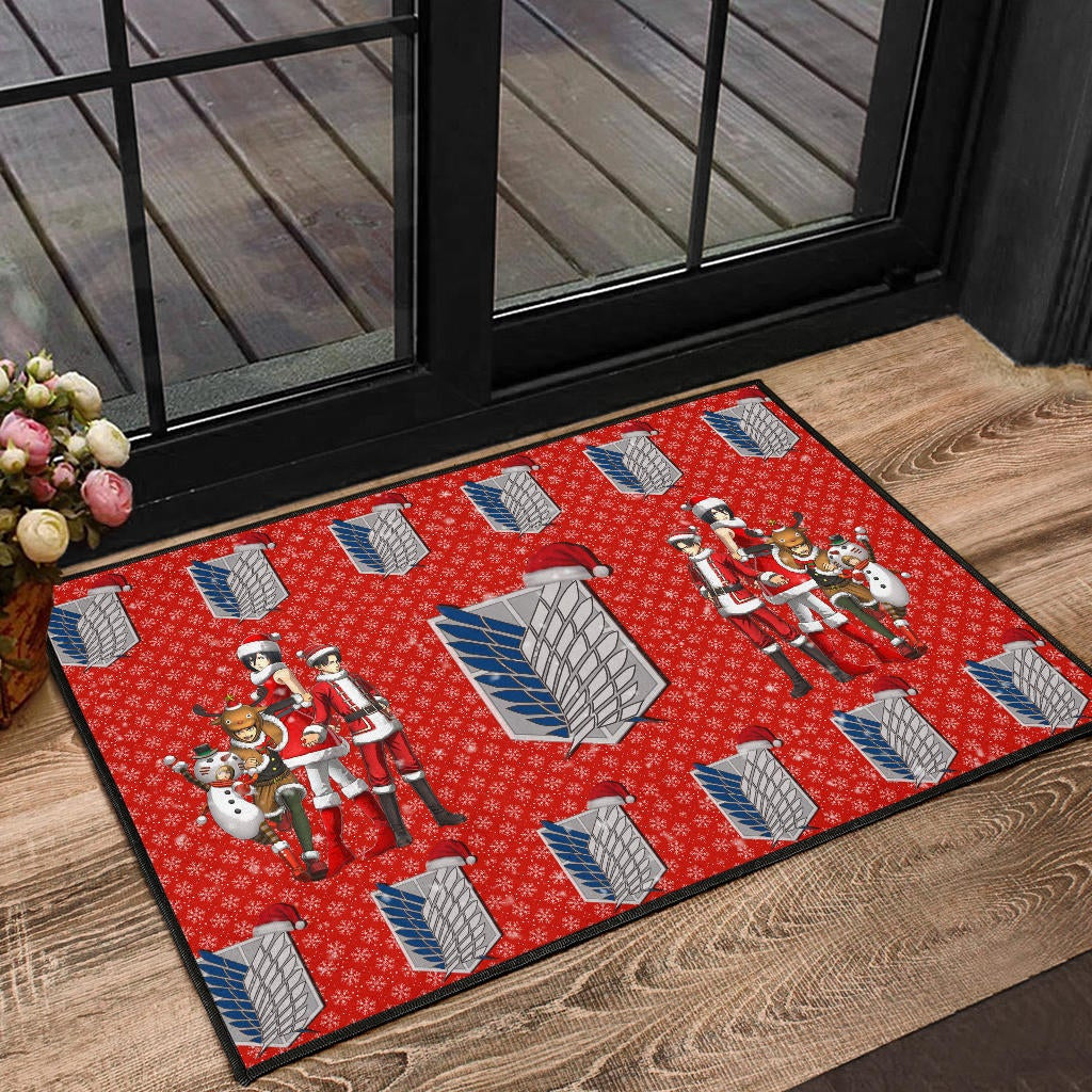 Attack On Titan Anime Door Mat - AOT Merry Christmas Outfit Wings Patterns Door Mat