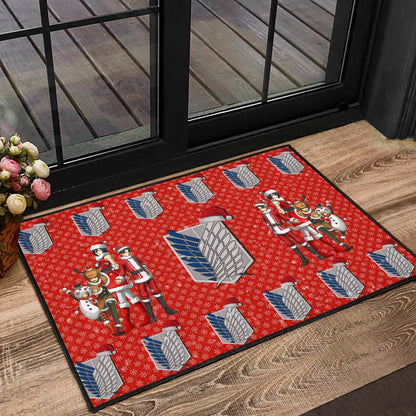 Attack On Titan Anime Door Mat - AOT Merry Christmas Outfit Wings Patterns Door Mat